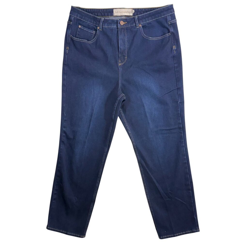 Soft Surroundings 16 Dark Wash Jeans High Rise Stretch Classic Comfort Office‎